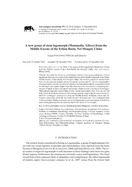 From the Middle Eocene of the Erlian Basin, Nei Mongol, China