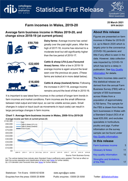 Farm Incomes in Wales, 2019-20 SFR 84/2021