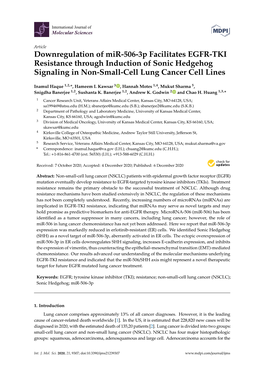 Downregulation of Mir-506-3P Facilitates EGFR-TKI Resistance Through Induction of Sonic Hedgehog Signaling in Non-Small-Cell Lung Cancer Cell Lines