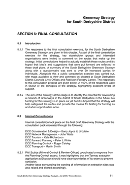 South Derbyshire Greenway Strategy, Are Given in This Chapter