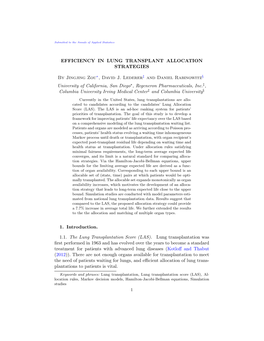 Efficiency in Lung Transplant Allocation Strategies