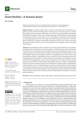 Insect Decline—A Forensic Issue?