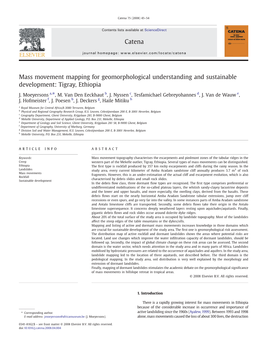 Mass Movement Mapping for Geomorphological Understanding and Sustainable Development: Tigray, Ethiopia Catena