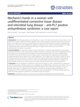 Mechanicłs Hands in a Woman with Undifferentiated Connective Tissue