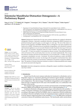 Intermolar Mandibular Distraction Osteogenesis—A Preliminary Report