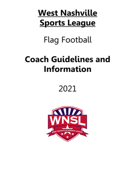 West Nashville Sports League Flag Football Coach Guidelines And