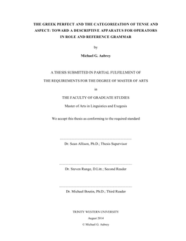 The Greek Perfect and the Categorization of Tense and Aspect: Toward a Descriptive Apparatus for Operators in Role and Reference Grammar