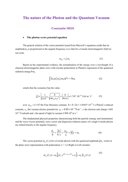 The Nature of the Photon and the Quantum Vacuum