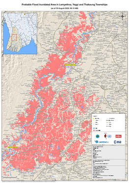 Probable Flood Inundated Area in Lemyethna, Yegyi and Thabaung Townships (As of 30 August 2020, 06:15 AM)