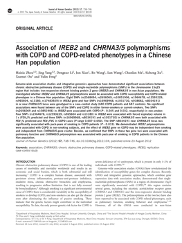 Association of IREB2 and CHRNA3/5 Polymorphisms with COPD and COPD-Related Phenotypes in a Chinese Han Population