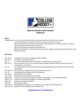 2018-19 Division I Men's Hockey Media