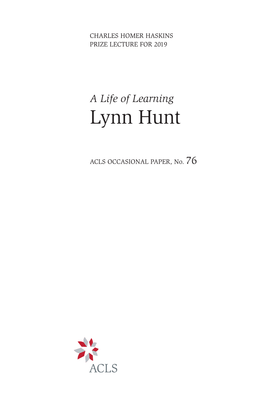 A Life of Learning Lynn Hunt