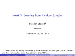 Week 3: Learning from Random Samples