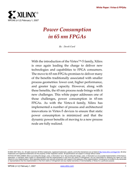 Xilinx, Power Consumption in 65Nm Fpgas, White Paper