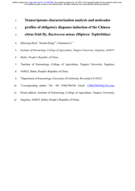 Transcriptome Characterization Analysis and Molecular