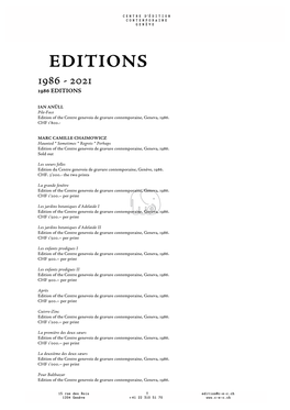 Editions 1986 - 2021 1986 Editions