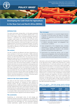 Developing the Cold Chain for Agriculture in the Near East and North Africa (NENA)