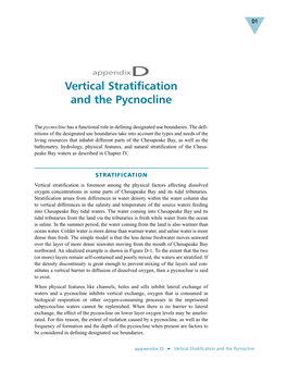 Vertical Stratification and the Pycnocline