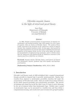 Glivenko Sequent Classes in the Light of Structural Proof Theory