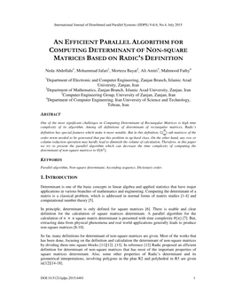 An Efficient Parallel Algorithm for Computing Determinant of Non-Square Matrices Based on Radic's Definition