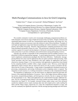 Multi-Paradigm Communications in Java for Grid Computing