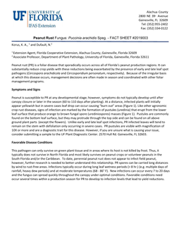 Peanut Rust Fungus: Puccinia Arachidis Speg. - FACT SHEET #2019003