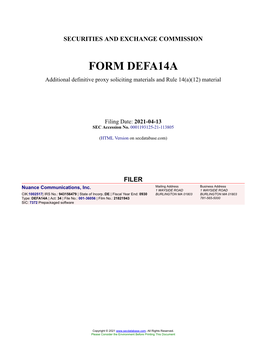 Nuance Communications, Inc. Form DEFA14A Filed 2021-04-13