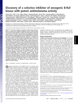 Discovery of a Selective Inhibitor of Oncogenic B-Raf Kinase with Potent Antimelanoma Activity