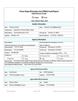 Folsom State Prison (FSP) Final PREA Audit Report -2019