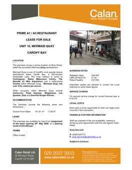 Prime A1 / A3 Restaurant Lease for Sale Unit 10, Mermaid