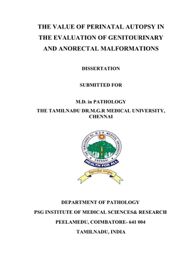 The Value of Perinatal Autopsy in the Evaluation of Genitourinary and Anorectal Malformations