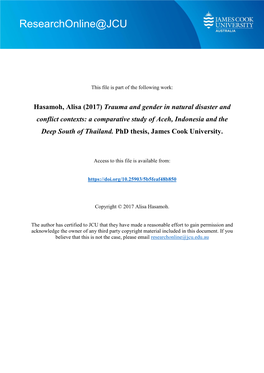 Trauma and Gender in Natural Disaster and Conflict Contexts: a Comparative Study of Aceh, Indonesia and the Deep South of Thailand