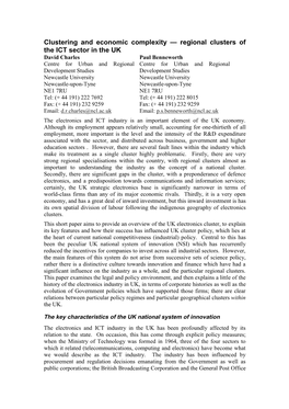 Regional Clusters of the ICT Sector in the UK