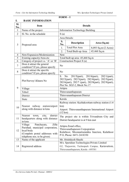 Form – I for the Information Technology Building M/S