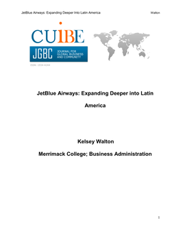 Jetblue Airways: Expanding Deeper Into Latin America Walton