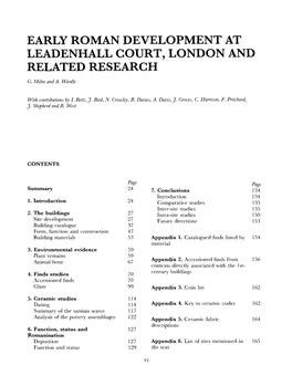 Early Roman Development at Leadenhall Court, London and Related Research