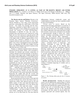 Ptolemy: Operations at 21 Lutetia As Part of the Rosetta Mission and Future Implications