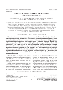 Interleukin-1 Family Cytokines and Mast Cells: Activation and Inhibition