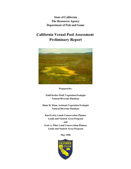 California Vernal Pool Assessment Preliminary Report
