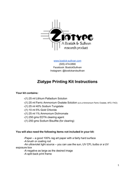 Ziatype Printing Kit Instructions