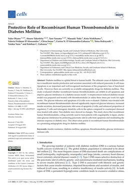 Protective Role of Recombinant Human Thrombomodulin in Diabetes Mellitus