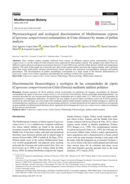 Phytosociological and Ecological Discrimination of Mediterranean Cypress (Cupressus Sempervirens) Communities in Crete (Greece)