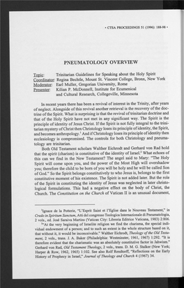 Pneumatology Overview