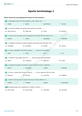 Sports Terminology 1