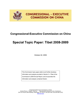 Special Topic Paper: Tibet 2008-2009