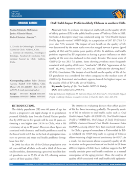 Oral Health Impact Profile in Elderly Chileans in Southern Chile