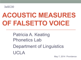 Acoustic Measures of Falsetto Voice