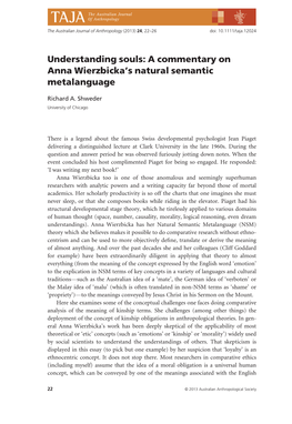 Understanding Souls: a Commentary on Anna Wierzbickas Natural Semantic Metalanguage