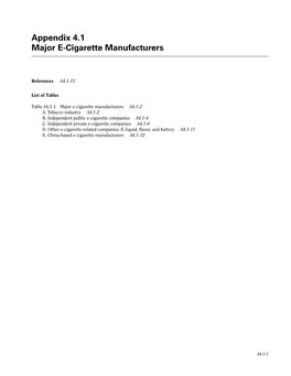 Appendix 4.1. Major E-Cigarette Manufacturers