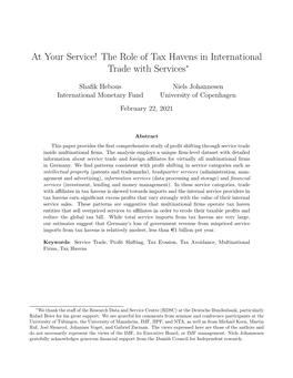 The Role of Tax Havens in International Trade with Services∗